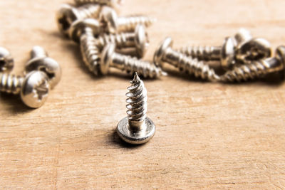 High angle view of chain on table