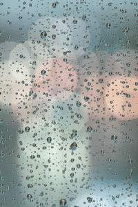 Full frame shot of raindrops on glass window