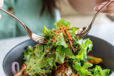 Close-up of food in bowl on table