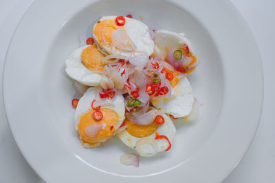 High angle view of dessert in plate