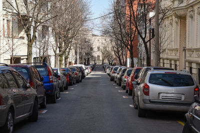 Cars on street in city