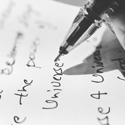 High angle view of text on paper