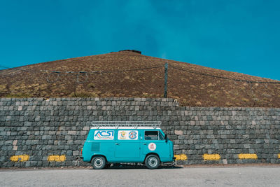 Vintage car against blue sky