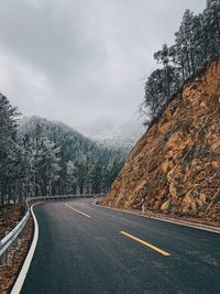 Road by trees against sky