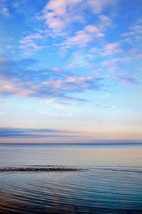 Scenic view of sea against sky at sunset