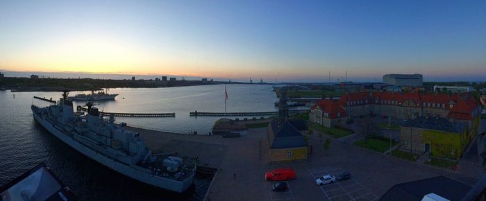 View of city at sunset