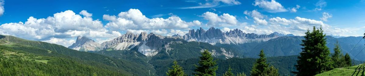 Panoramic view of landscape and mountains against sky