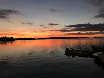 Scenic view of sea against sky at sunset