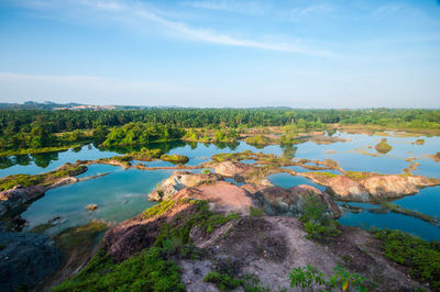 Scenic view of lake against sky