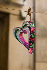 Close-up of hanging heart shape