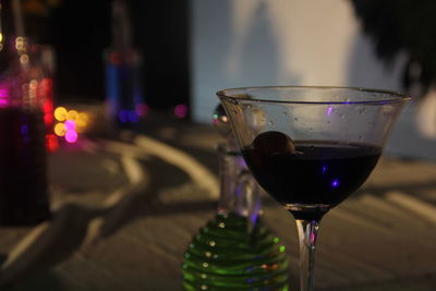 Close-up of wine glass on table