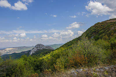 Scenic view of mountains against sky