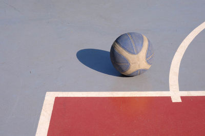 High angle view of ball on sports court