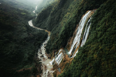 High angle view of waterfall