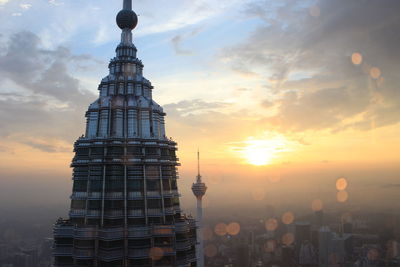 View of cityscape at sunset