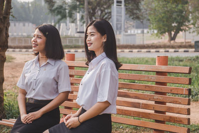 Women sitting on bench