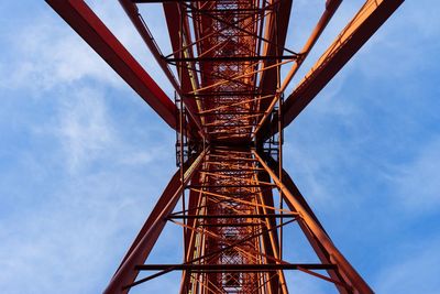 Low angle view of metal structure against sky