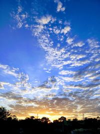 Low angle view of silhouette trees against sky at sunset