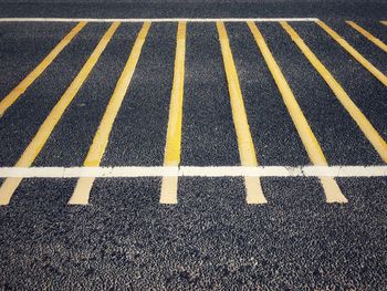 High angle view of zebra crossing on road 