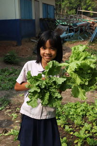 Smile of happiness in the vegetable garden
