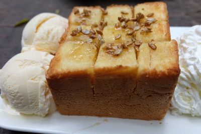 Close-up of cake in plate