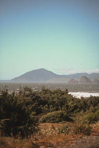 Scenic view of landscape against clear sky