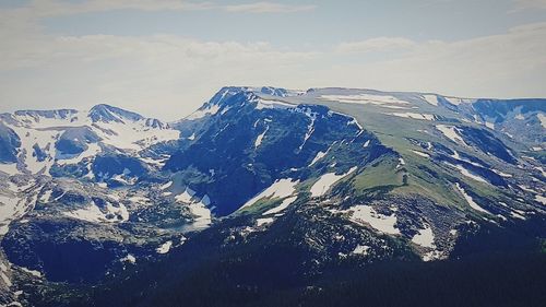 Aerial view of mountains against sky