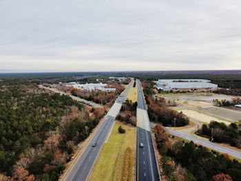 High angle view of cityscape against sky