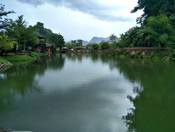 Scenic view of lake against sky