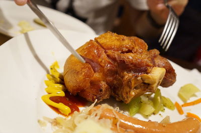 Close-up of meal served in plate