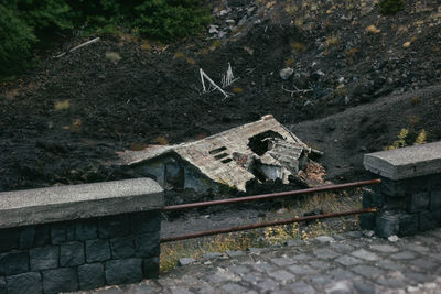 High angle view of built structure