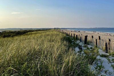 Scenic view of beach against sky