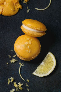 High angle view of orange on table