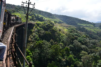 Scenic view of train against sky