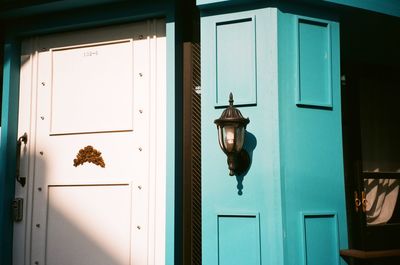 Closed door of building