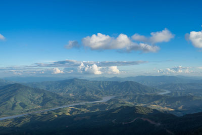 Aerial view of dramatic landscape against sky