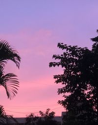 Low angle view of silhouette trees against sky during sunset