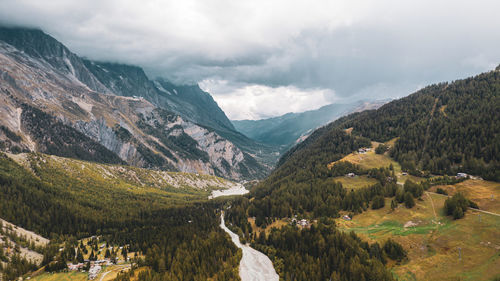 Panoramic view of landscape and mountains against sky