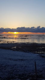 Scenic view of sea at sunset