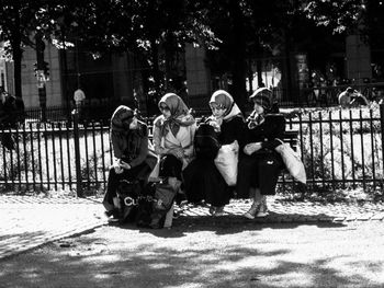 People on street in city