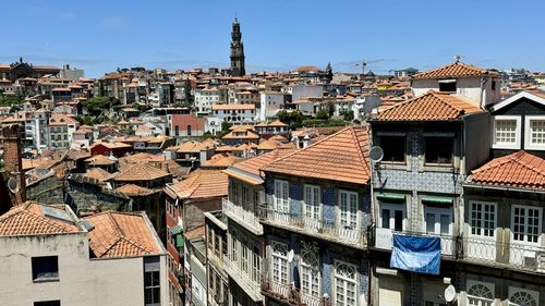 High angle view of townscape against sky