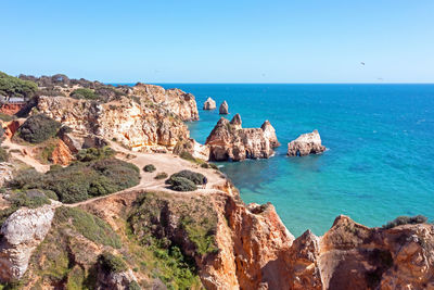 Scenic view of sea against clear sky