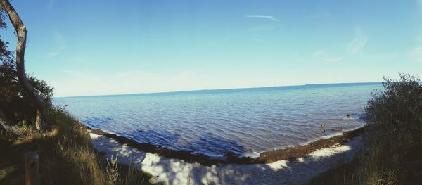 Scenic view of sea against clear sky