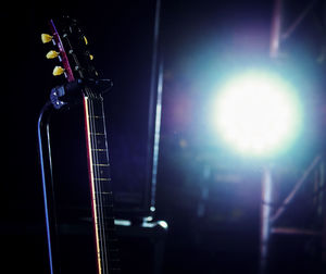 Close-up of illuminated guitar