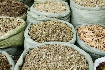 High angle view of vegetables for sale at market stall