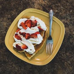 Close-up of breakfast in plate
