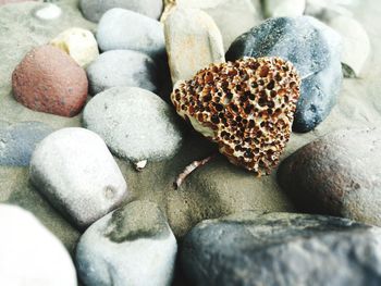 Close-up of stones on pebbles