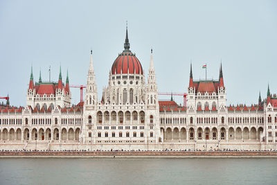 Budapest parliament along the danube river. famous landmark in hungary