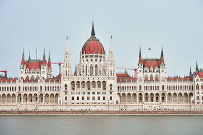 Budapest parliament along the danube river. famous landmark in hungary