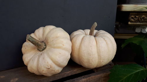 Close-up of pumpkins on table